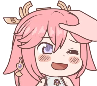 🥰 e67b93e2 Yae Miko Genshin Impact anime, cute, yae miko, genshin impact, game, chibi, head pat telegram sticker