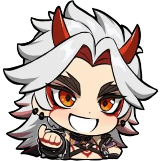 👹 320e8cea Arataki Itto Genshin Impact Arataki Itto, Genshin Impact, Videogioco, Personaggio anime, Corna rosse, Oni, Chibi telegram sticker