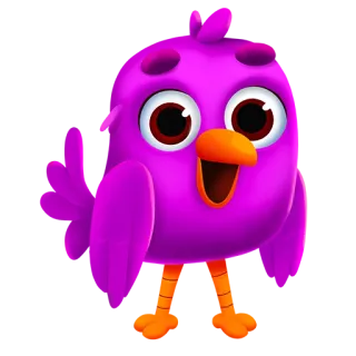 😀 0efee9cc 鸟, 可爱, 动物, 卡通, 紫色, 鸟类 telegram sticker