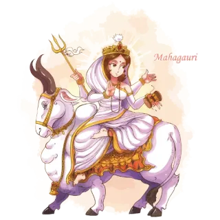 😌 0dcdc0d7 Mahagauri Hindu goddess, Mahagauri, religion, Indian culture whatsapp sticker