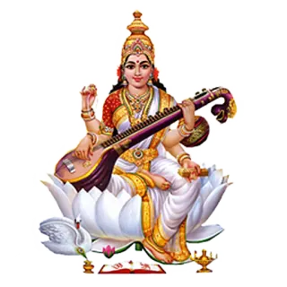 😌 26b9e90d Saraswati Saraswati, goddess, Indian deity, Hinduism, music, wisdom, knowledge whatsapp sticker