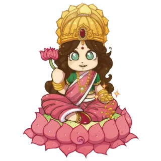 🌸 38ae614a Lakshmi Lakshmi, goddess, Hindu, divine, lotus, deity, Indian whatsapp sticker