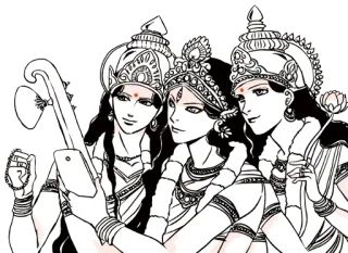 ☺️ 6cf8ea4e selfie, deities, Hinduism, Indian culture, friends, Saraswati, Lakshmi, Parvati whatsapp sticker