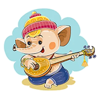 😌 74346587 elephant, cartoon, music, instrument, cute, character whatsapp sticker