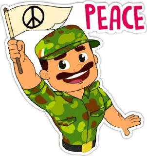 🇮🇳 b97809f9 PEACE 평화, 군대, 군인, 군사, 캐릭터, 만화 telegram sticker