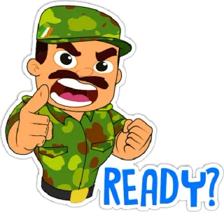 🇮🇳 fefee158 READY? 군대, 군인, 만화, 준비된 telegram sticker
