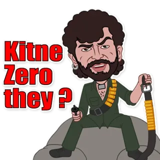😐 ad82af4a Kitne Zero they? arma, munición, dibujo animado, personaje, hombre, militar telegram sticker