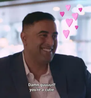 😏 02440263 Damn guuur! you're a cutie cute, love, hearts, affection, compliment, man, person telegram sticker