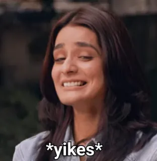 🥶 148b15de yikes yikes, woman, face, expression telegram sticker