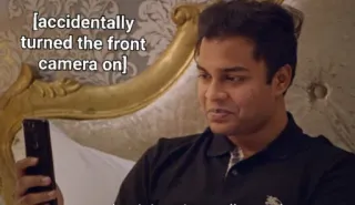 😭 aedb3d40 [accidentally turned the front camera on] selfie, camera, funny, accident, meme telegram sticker