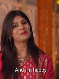 😊 ff784384 And I'm happy. woman, indian, happy, portrait, necklace, smiling telegram sticker