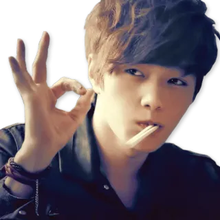 👌 3c2709b6 Person, Asiatisch, Mann, OK-Zeichen, Essstäbchen telegram sticker