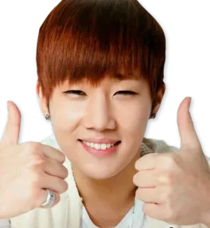 👍 8a0d11e7 Daumen hoch, Positiv, Asiatisch, Koreanisch, Mann telegram sticker