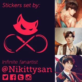 😼 8a20a01d Stickers set by: Infinite fanartist @Nikittysan Fanart, Sticker, Kpop, Infinite telegram sticker