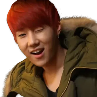 😜 9b74e8e9 Person, Mann, Zwinkern, Rote Haare, Jacke telegram sticker