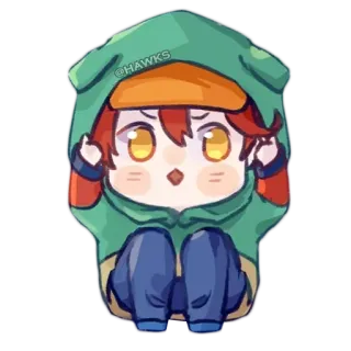 😳 09e26263 @HAWKS 치비, 만화, 후드티, 애니메이션, 귀여운, 카와이, 디지털 아트 telegram sticker