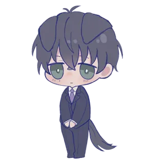 🥺 3851e500 애니메이션, 치비, 귀여운, 강아지, 남자, 정장 telegram sticker