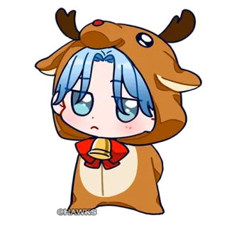 🦌 53feb334 @HAWKS 귀여운, 애니메이션, 순록, 치비, 카와이, 크리스마스, 휴일 telegram sticker