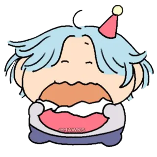 🍔 57046a34 @HAWKS 카와이, 귀여운, 치비, 생일, 파티, 케이크 telegram sticker
