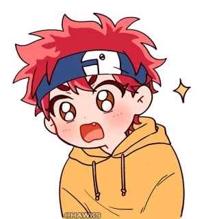 😳 6b7cd2f5 @HAWKS 애니메이션, 치비, 귀여운, 머리띠, 만화, 그림, 애니 telegram sticker