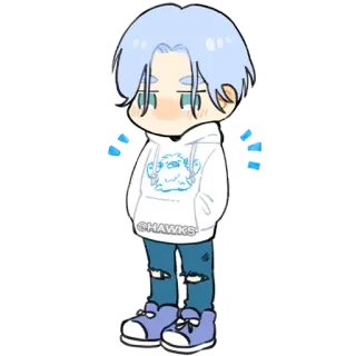 😳 87dd3957 @HAWKS 애니메이션, 귀여운, 치비, 캐릭터, 팬아트 telegram sticker