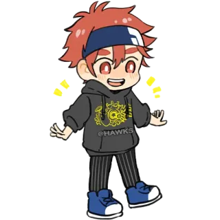 😳 90abae4e @HAWKS 애니메이션, 캐릭터, 치비, 호크스, 팬아트, 귀여운 telegram sticker