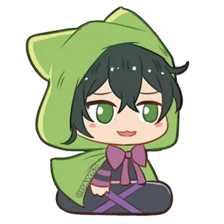 🙂 953bd5cc 애니메이션 캐릭터, 치비, 귀여운, 초록색 후드티 telegram sticker