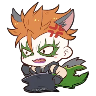 😠 9c67bd93 @HAWKS 스티커, 치비, 화난, 팬아트, 디지털 아트 telegram sticker