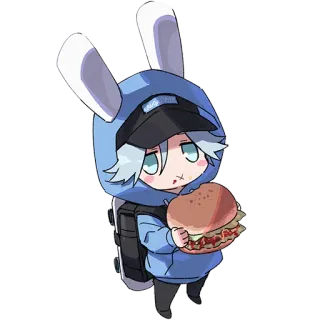 😐 c3c95427 애니메이션, 토끼, 귀여운, 만화, 버거, 카와이, 치비 telegram sticker