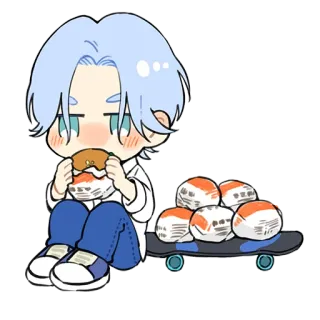 🍔 fa75b7bb 애니메이션, 만화, 먹기, 카와이, 귀여운, 스케이트보드 telegram sticker