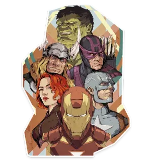 👌 e9bab1a1 super-heróis, Marvel, Vingadores, Iron Man, Capitão América, Thor, Hulk, Viúva Negra, Gavião Arqueiro whatsapp sticker