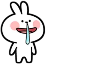 🤤 0518e0ee 兔子, 流口水, 可爱, 卡通, 动物, 快乐 telegram sticker