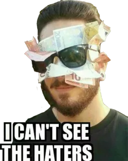 😎 17bc2eab I CAN'T SEE THE HATERS money, haters, sunglasses, euro, arrogance, wealth telegram sticker