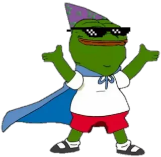 😎 cf8a1ee5 Pepe the Frog Pepe the Frog, Internet meme, frog, cartoon, wizard telegram sticker