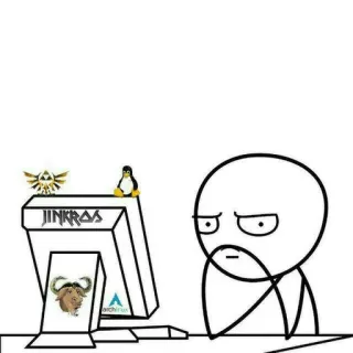 😎 fdad3d63 JINKROS meme, computer, stick figure, linux, gaming, funny telegram sticker