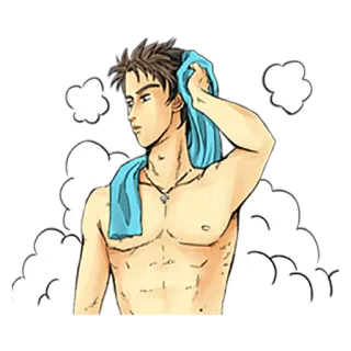 🛀 1200f021 mann, handtuch, dusche, männlich, seife, sauber telegram sticker