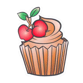 🍰 ae0455b7 cupcake, tráng miệng, anh đào, ngọt, thức ăn, món ăn vặt telegram sticker