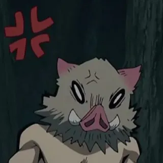 ✨ 3d96df4e Inosuke Hashibira Demon Slayer Anime, Demon Slayer, Inosuke, En colère, Personnage telegram sticker