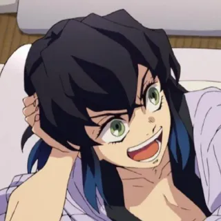 ✨ 41502263 Inosuke Hashibira Demon Slayer Anime, Demon Slayer, Inosuke Hashibira, Personnage, Souriant, Portrait telegram sticker