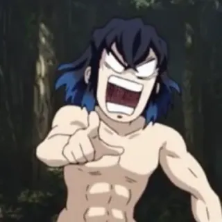 ✨ 7f83cd79 Inosuke Hashibira Demon Slayer Anime, Demon Slayer, Inosuke Hashibira, En colère, Personnage, Manga telegram sticker