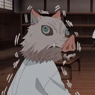 ✨ 8308c2eb Inosuke Hashibira Demon Slayer anime, demon slayer, inosuke hashibira, masque de sanglier, drôle, dessin animé telegram sticker