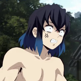 ✨ bbe07c05 Inosuke Hashibira Demon Slayer Anime, Demon Slayer, Inosuke, Hashibira, En colère, Personnage telegram sticker