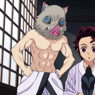 ⚔ 359ccd46 Inosuke Hashibira Demon Slayer Anime, Inosuke, Demon Slayer, Jabalí, Máscara, Tanjiro telegram sticker