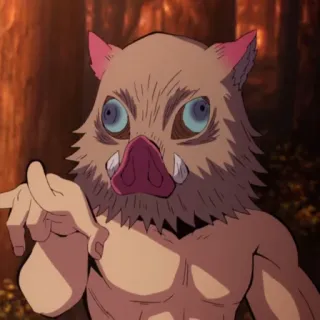 🌑 3635f78c Inosuke Hashibira Demon Slayer Inosuke, Demon Slayer, Anime, Dedo corazón telegram sticker