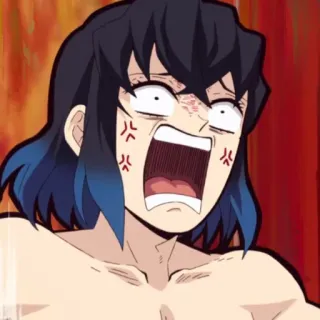 ⚔ 3a291c93 Anime, Enojado, Kimetsu no Yaiba, Inosuke, Expresión, Frustrado telegram sticker