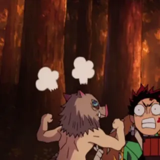 ⚔ c642b3b7 Inosuke Hashibira Demon Slayer Anime, Enojado, Pelea, Monstruo, Kimetsu no Yaiba telegram sticker