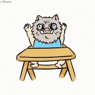 😠 151239e9 Inosuke Hashibira Demon Slayer Anime, Postać, Demon Slayer, Inosuke Hashibira, Dziecko, Siedzący, Słodki telegram sticker