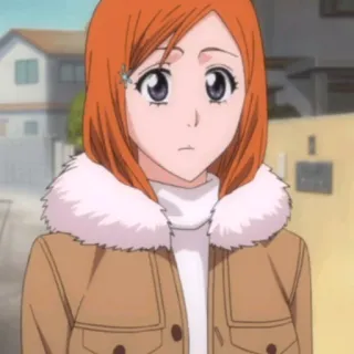 😐 1889c7b7 Orihime Inoue Bleach Аниме, рыжие волосы, Орихиме, Блич, Мультфильм telegram sticker