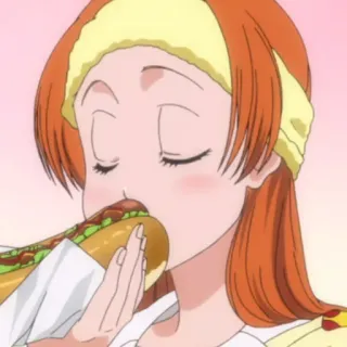 😋 d1593105 Аниме, Девушка, Хот-дог, Еда, Ест telegram sticker