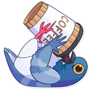 ☕️ 287c65f8 COFFEE 鸽子, 咖啡, 鸟, 饮料, 动物, 卡通 whatsapp sticker